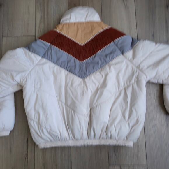 Roolee Dres Puffer Cream Colorblock Mock Neck Full Zip Jacket Women Sz M/L - Picture 11 of 13